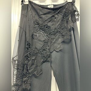 Cache lace slick black pants